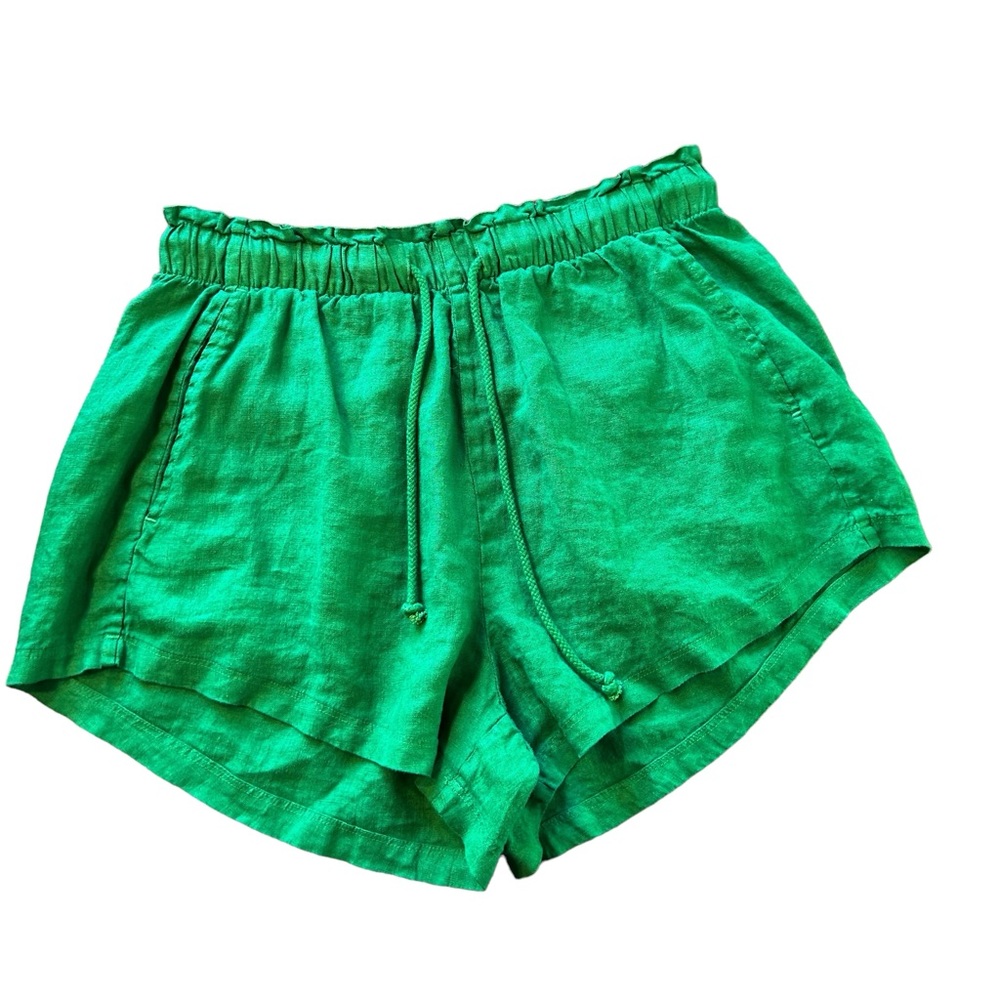 Offers Welcome - Left on Friday Kelly Green Linen Getaway Shorts Size Small